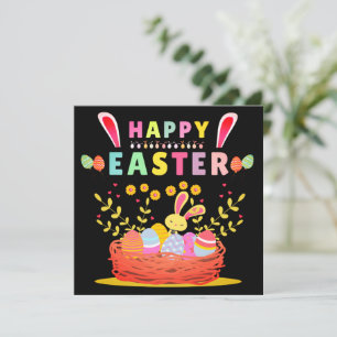 Happy Easter Day Cute Bunny With Eggs - Easter Holiday Card