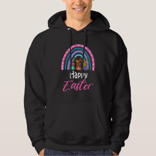 Happy Easter Day Cute Bunny With Rainbow Hoodie