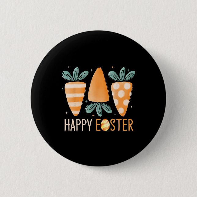 Happy Easter Day Cute Carrots Funny Bunny Easter E Button (Front)