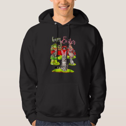 Happy Easter Day Cute Cat Riding Red Truck Love Bu Hoodie