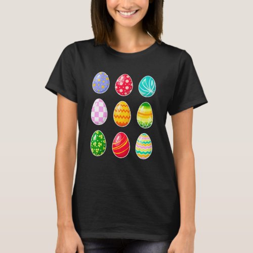 Happy Easter Day Cute Collection Of Colorful Eggs  T_Shirt