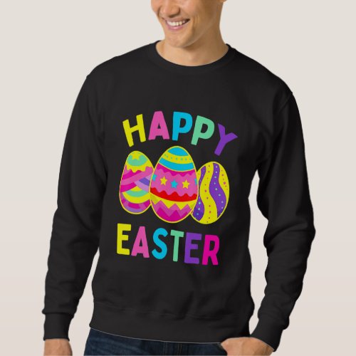 Happy Easter Day Cute Colorful Egg Hunting Women B Sweatshirt