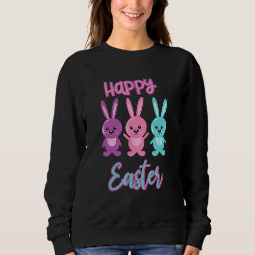 Happy Easter Day Cute Colorful Egg Hunting Women  Sweatshirt