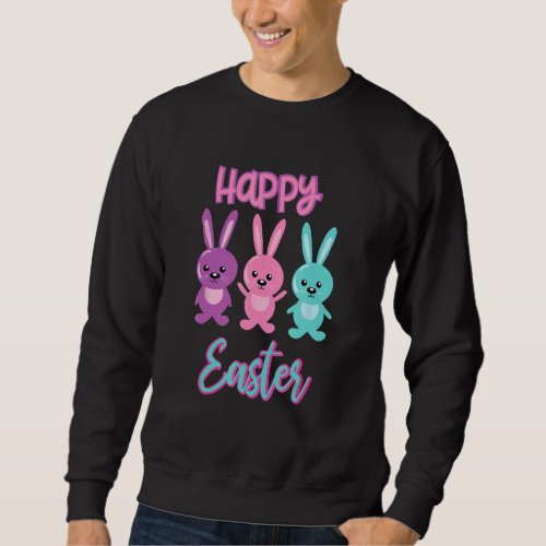 Happy Easter Day Cute Colorful Egg Hunting Women  Sweatshirt