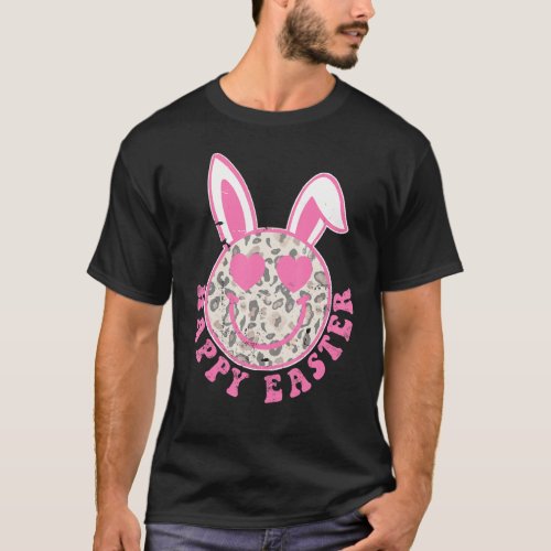 Happy Easter Day Cute Leopard Bunny Face T_Shirt