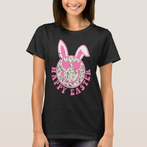 Happy Easter Day Cute Leopard Bunny Face T_Shirt