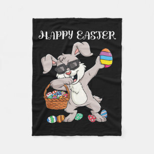Happy Easter Day Dabbing Rabbit Eggs Toddler Boys Fleece Blanket