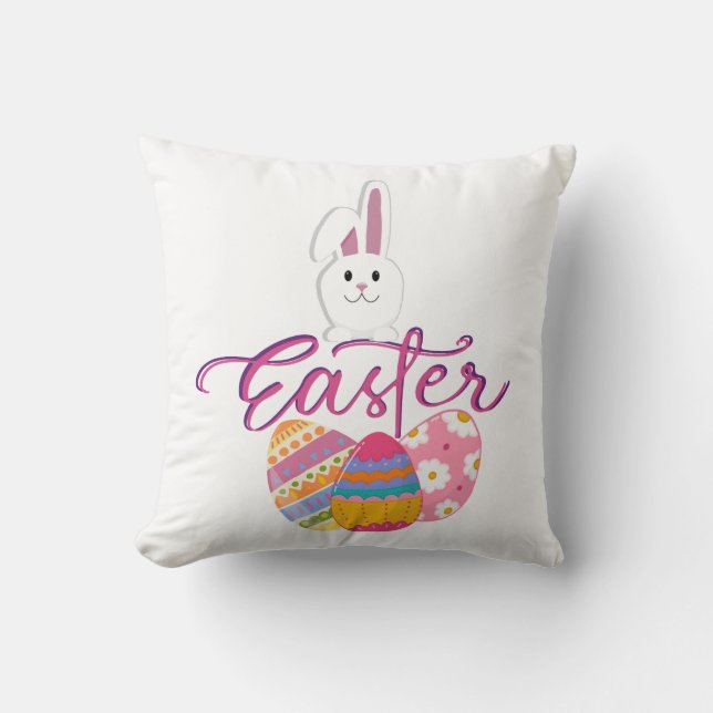HAPPY EASTER DAY DESIGN THROW PILLOW (Front)