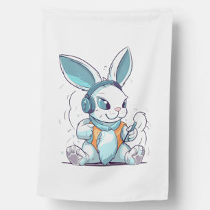 Happy Easter Day Egg Bunny Funny Gamer Boys Kids House Flag