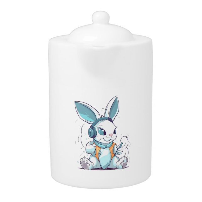 Happy Easter Day Egg Bunny Funny Gamer Boys Kids Teapot (Front)