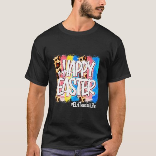 Happy Easter Day Ela Teacher Life Vintage Leopard  T_Shirt