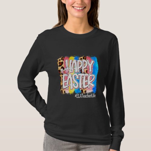 Happy Easter Day Ela Teacher Life Vintage Leopard  T_Shirt