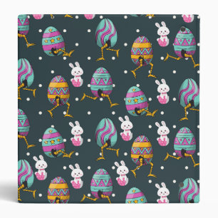 Happy Easter day- Funny Bunny Wishes Pattern 3 Ring Binder