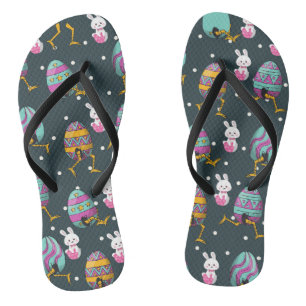 Happy Easter day- Funny Bunny Wishes Pattern Flip Flops