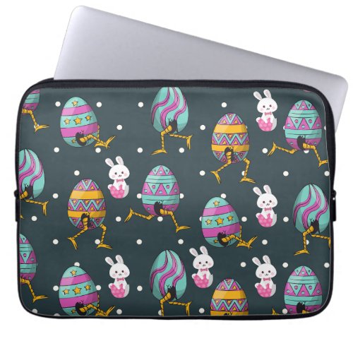 Happy Easter day_ Funny Bunny Wishes Pattern       Laptop Sleeve