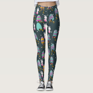 Happy Easter day- Funny Bunny Wishes Pattern       Leggings