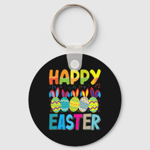 Happy Easter Day Funny Colorful Egg Hunting Keychain
