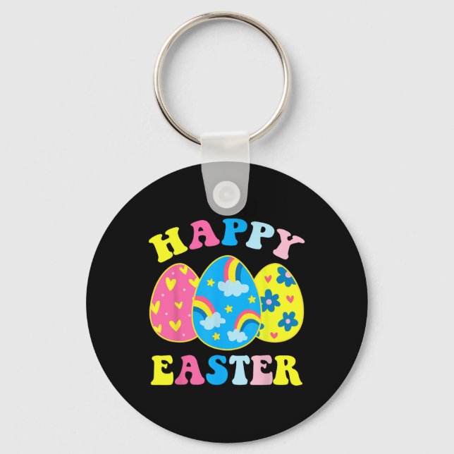 Happy Easter Day Funny Egg Hunting Easter Bunny  Keychain (Front)