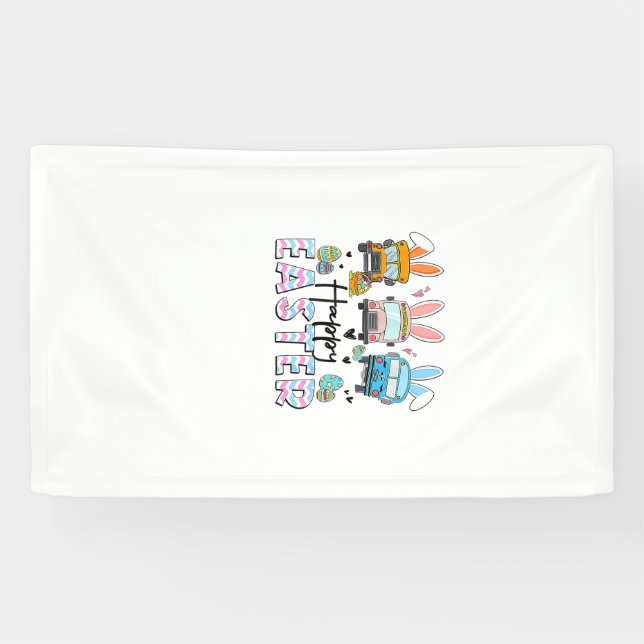 Happy Easter Day Funny School Bus Driver Life Happ Banner (Horizontal)