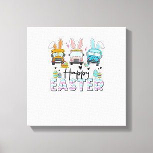 Happy Easter Day Funny School Bus Driver Life Happ Canvas Print