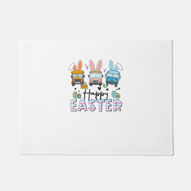 Happy Easter Day Funny School Bus Driver Life Happ Doormat (Front)