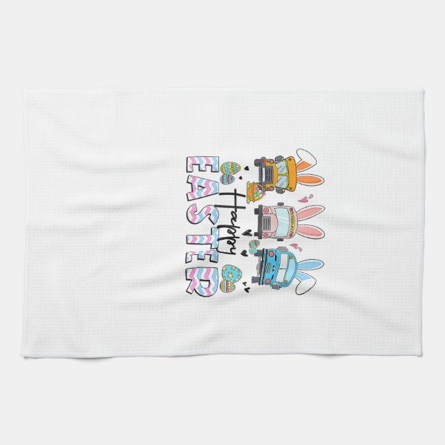 Happy Easter Day Funny School Bus Driver Life Happ Kitchen Towel (Horizontal)
