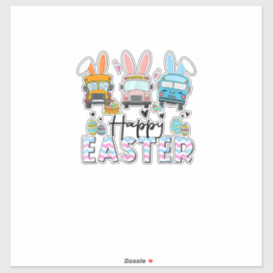 Happy Easter Day Funny School Bus Driver Life Happ Sticker