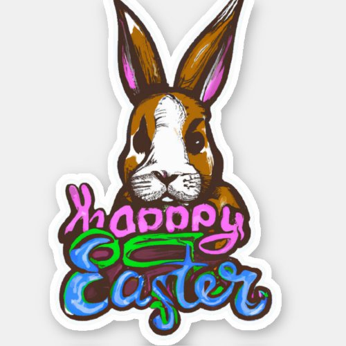 Happy easter day fuuny bunny stiker sticker