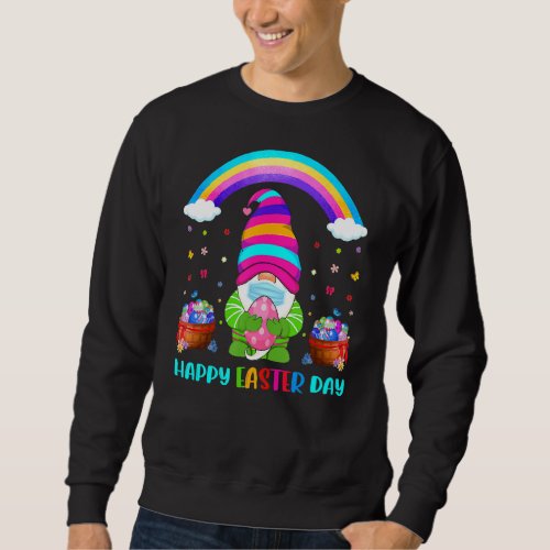 Happy Easter Day Gnome Mask Rainbow Colorful Egg B Sweatshirt
