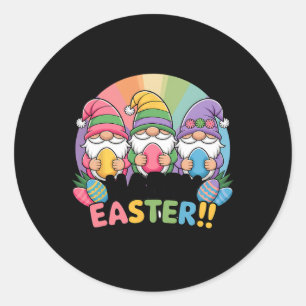 Happy Easter Day Gnomies Bunny Happy Easter Gnome  Classic Round Sticker