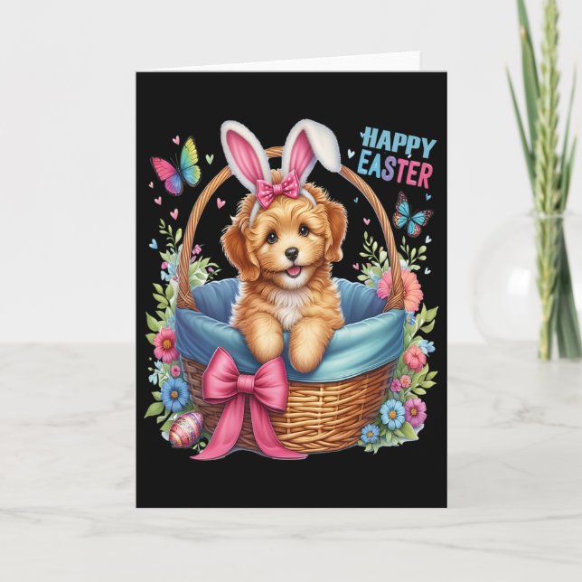 Happy Easter Day Golden Doodle Dog Lovers Easter B Card (Front)