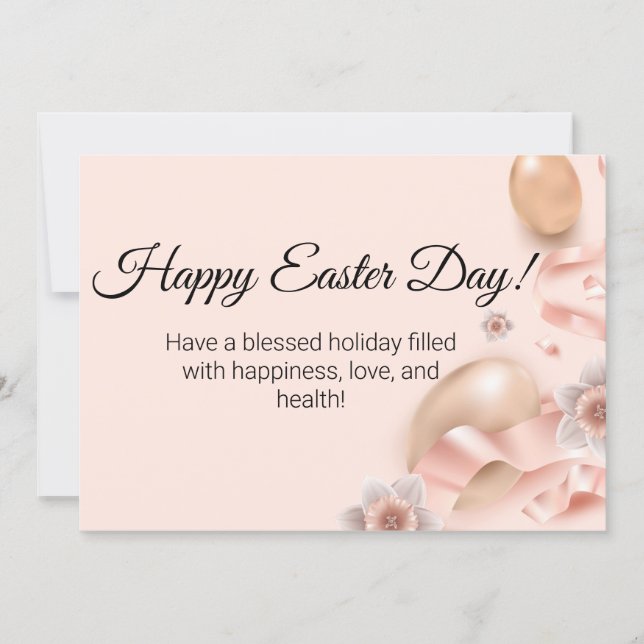 happy easter day golden eggs pink background note card (Front)