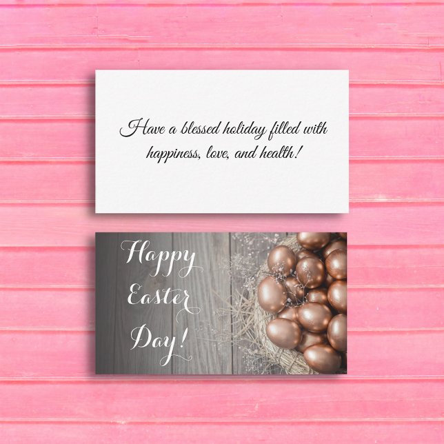 happy easter day golden eggs wood note card (Creator Uploaded)