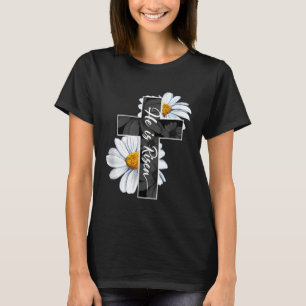 Happy Easter Day He Is Risen Jesus Christian Cross T-Shirt