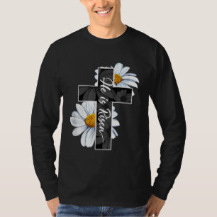 Happy Easter Day He Is Risen Jesus Christian Cross T-Shirt