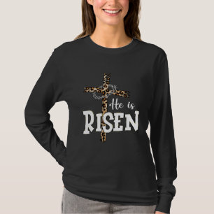 Happy Easter Day He Is Risen Jesus Leopard Christi T-Shirt