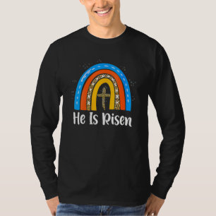 Happy Easter Day He Is Risen Leopard Rainbow Chris T-Shirt
