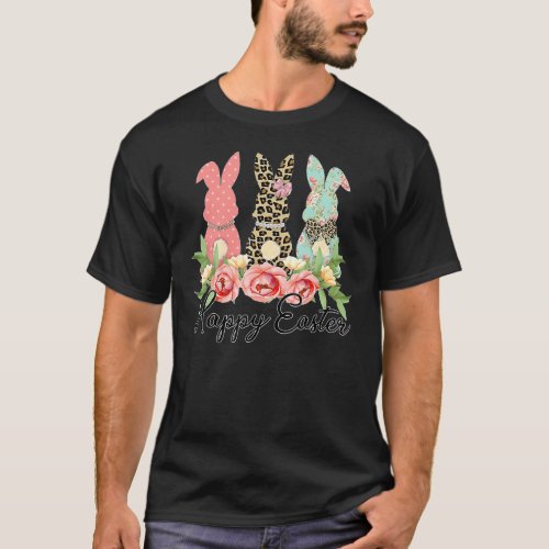 Happy Easter Day Leopard Bunny Bunnies Cute Easter T_Shirt