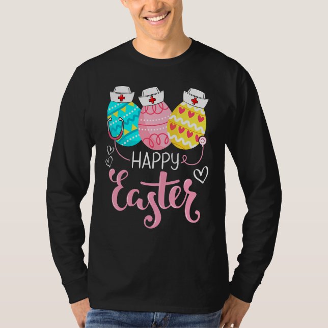 Happy Easter Day Nursing Cute Bunny Egg Nurse Stet T-Shirt (Front)