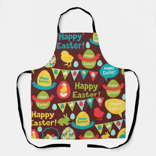 Happy Easter day_ Pattern Bunny And Eggs Easter    Apron