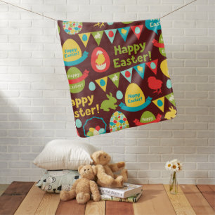 Happy Easter day- Pattern Bunny And Eggs Easter Baby Blanket