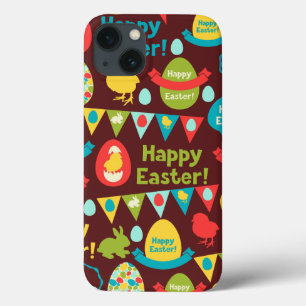 Happy Easter day- Pattern Bunny And Eggs Easter iPhone 13 Case