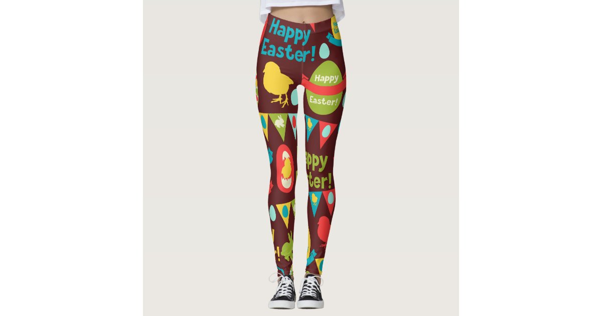 Easter Leggings for Women Colorful Easter Eggs Print Gym Yoga Pants Novetly  Bunny Rabbit Pattern Compression Trousers