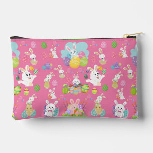 Happy Easter day- Pattern Funny Bunny And Eggs Accessory Pouch