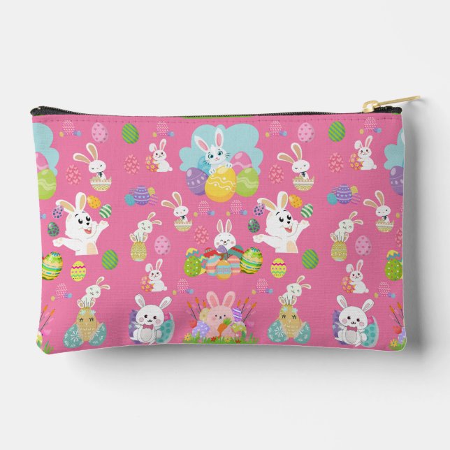 Happy Easter day- Pattern Funny Bunny And Eggs     Accessory Pouch (Back)