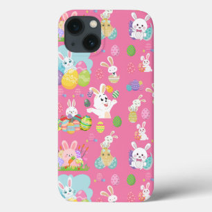 Happy Easter day- Pattern Funny Bunny And Eggs iPhone 13 Case