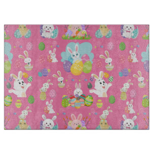 Happy Easter day- Pattern Funny Bunny And Eggs Cutting Board