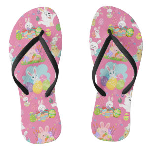 Happy Easter day- Pattern Funny Bunny And Eggs Flip Flops