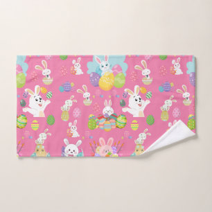 Happy Easter day- Pattern Funny Bunny And Eggs Hand Towel