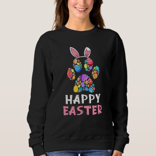 Happy Easter Day Paw Bunny Dog Cat Mom Dad Pet Sweatshirt